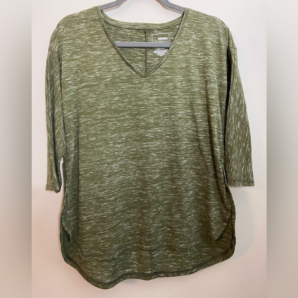 Sonoma heather green elbow-length top size L